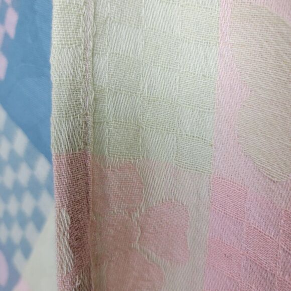 Nantucket Tablecloth Size 70x52 Oblong Spring Pastels Butterfly Patchwork Plaid - Picture 11 of 13